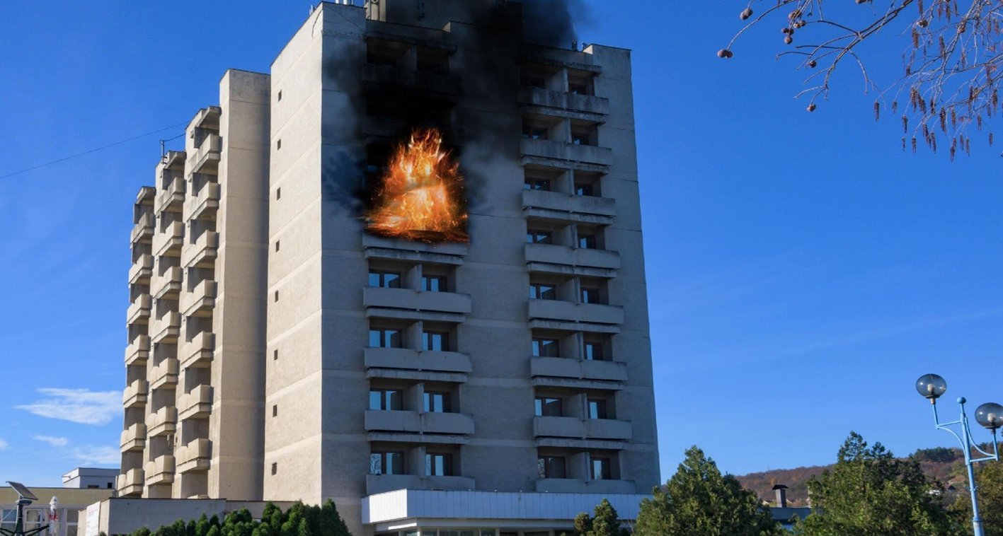 A Room in a Building on Fire